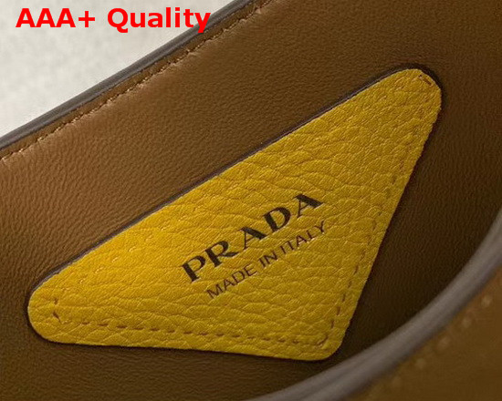 Prada Leather Hobo Bag in Yellow Grained Calf Leather Replica