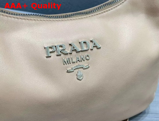 Prada Leather Hobo Shoulder Bag in Beige Calf Leather Replica