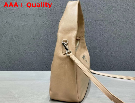 Prada Leather Hobo Shoulder Bag in Beige Calf Leather Replica