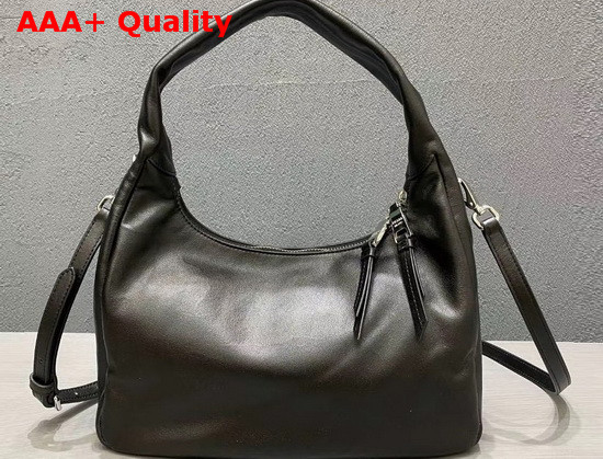 Prada Leather Hobo Shoulder Bag in Black Calf Leather Replica