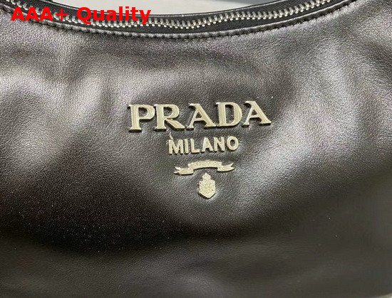 Prada Leather Hobo Shoulder Bag in Black Calf Leather Replica