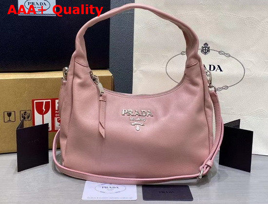 Prada Leather Hobo Shoulder Bag in Pink Calf Leather Replica