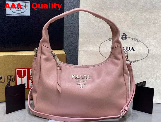 Prada Leather Hobo Shoulder Bag in Pink Calf Leather Replica