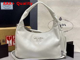 Prada Leather Hobo Shoulder Bag in White Calf Leather Replica