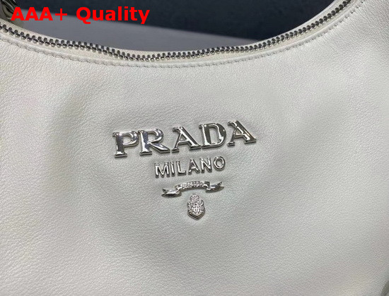 Prada Leather Hobo Shoulder Bag in White Calf Leather Replica