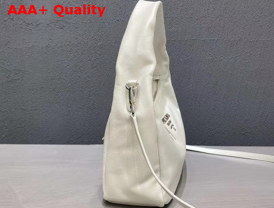 Prada Leather Hobo Shoulder Bag in White Calf Leather Replica