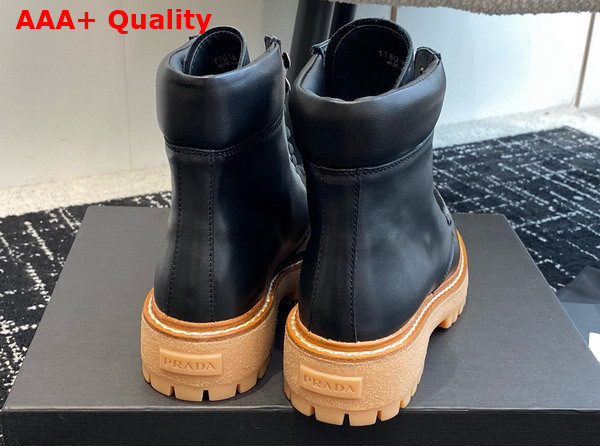 Prada Leather Lace Up Boots in Black 1T803N Replica