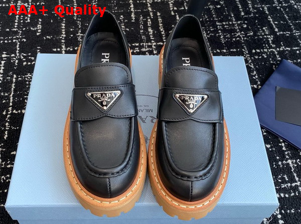 Prada Leather Loafers in Black 1D801N Replica