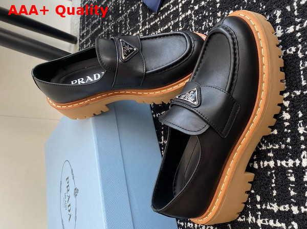 Prada Leather Loafers in Black 1D801N Replica