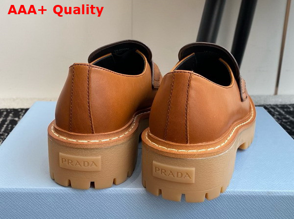 Prada Leather Loafers in Cognac 1D801N Replica