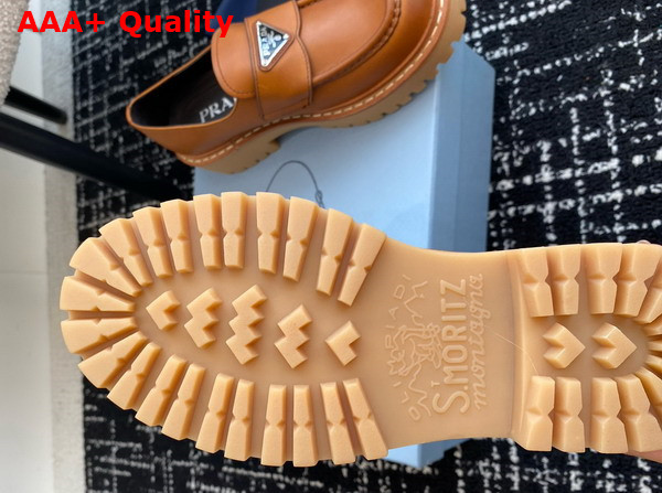 Prada Leather Loafers in Cognac 1D801N Replica