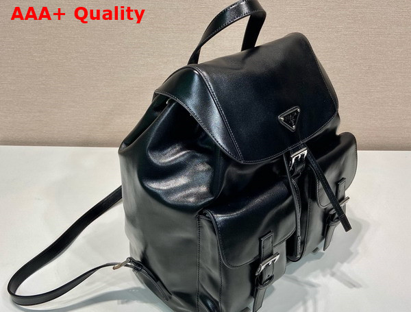 Prada Leather Medium Backpack in Black Replica