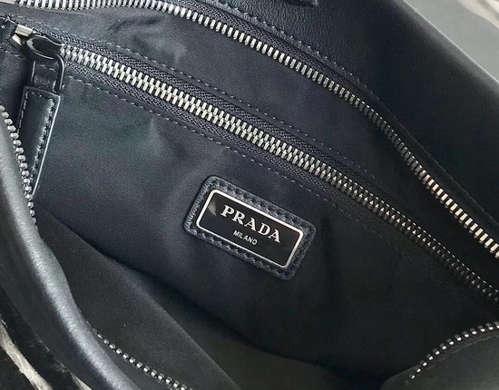 Prada Leather Messenger Bag in Black Calf Leather