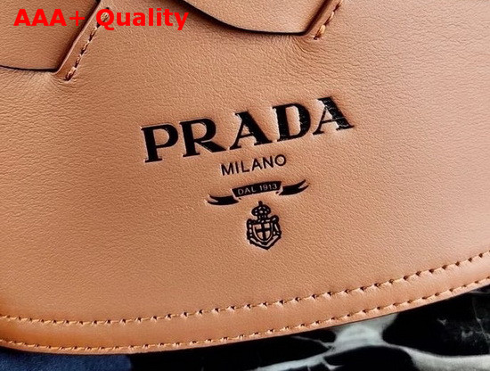 Prada Leather Prada Tress Bucket Bag Cognac Black Replica