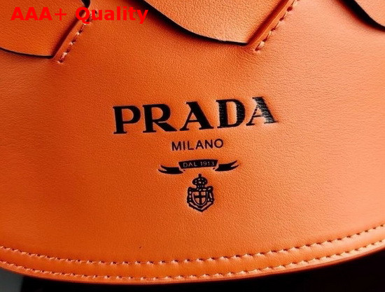 Prada Leather Prada Tress Bucket Bag Papaya Black Replica