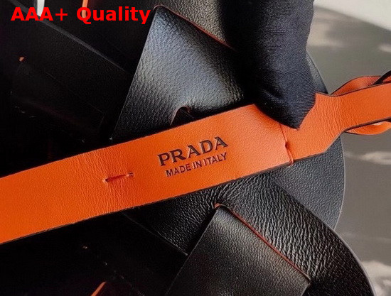 Prada Leather Prada Tress Bucket Bag Papaya Black Replica