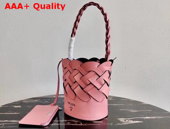 Prada Leather Prada Tress Bucket Bag Patel Pink Black Replica