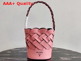 Prada Leather Prada Tress Bucket Bag Patel Pink Black Replica