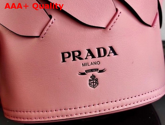 Prada Leather Prada Tress Bucket Bag Patel Pink Black Replica