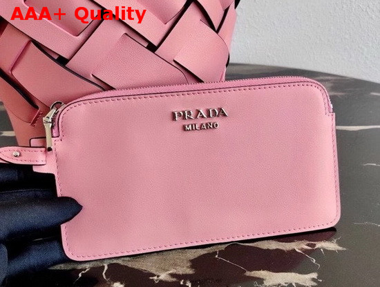 Prada Leather Prada Tress Bucket Bag Patel Pink Black Replica