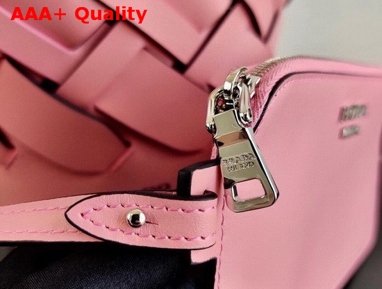 Prada Leather Prada Tress Bucket Bag Patel Pink Black Replica