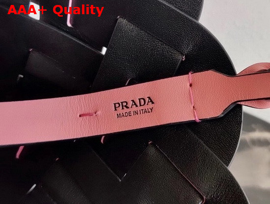 Prada Leather Prada Tress Bucket Bag Patel Pink Black Replica