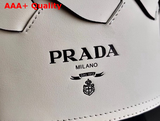 Prada Leather Prada Tress Bucket Bag White Black Replica