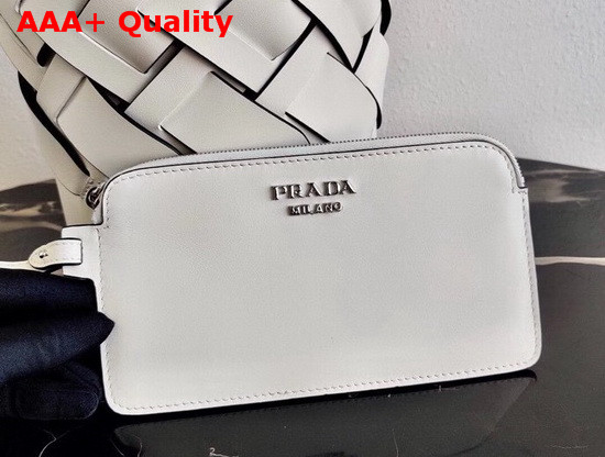 Prada Leather Prada Tress Bucket Bag White Black Replica