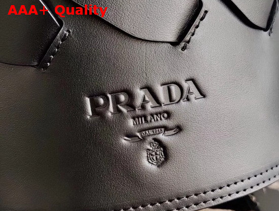 Prada Leather Prada Tress Bucket Bag in Black Replica