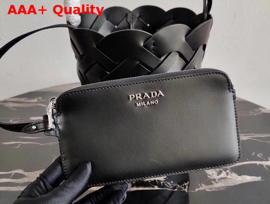 Prada Leather Prada Tress Bucket Bag in Black Replica