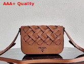 Prada Leather Prada Tress Shoulder Bag Cognac Black Replica