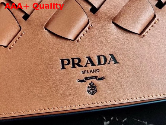 Prada Leather Prada Tress Shoulder Bag Cognac Black Replica