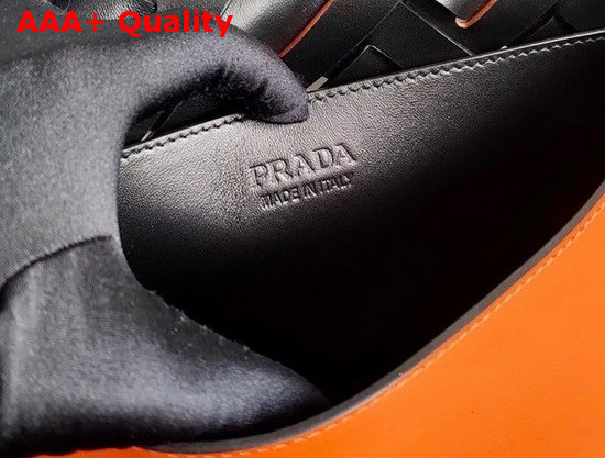 Prada Leather Prada Tress Shoulder Bag Papaya Black Replica