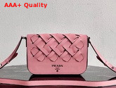 Prada Leather Prada Tress Shoulder Bag Petal Pink Black Replica