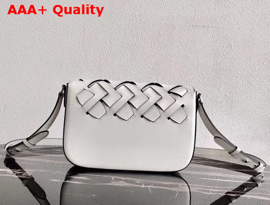 Prada Leather Prada Tress Shoulder Bag White Black Replica