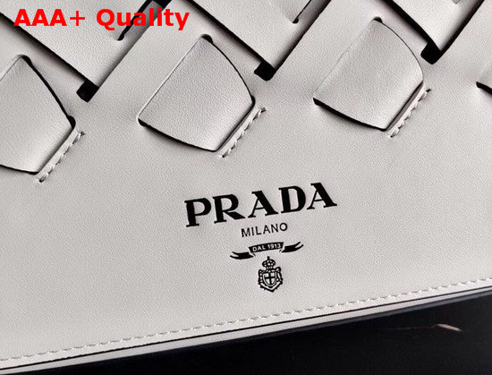 Prada Leather Prada Tress Shoulder Bag White Black Replica