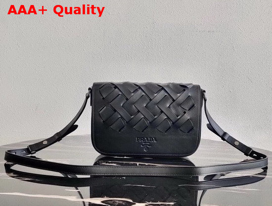 Prada Leather Prada Tress Shoulder Bag in Black Replica