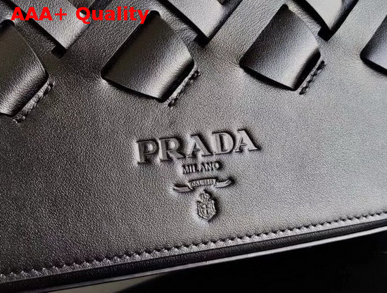 Prada Leather Prada Tress Shoulder Bag in Black Replica