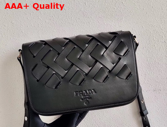 Prada Leather Prada Tress Shoulder Bag in Black Replica