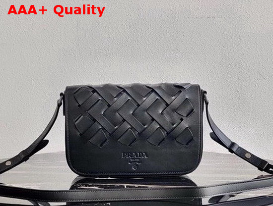 Prada Leather Prada Tress Shoulder Bag in Black Replica