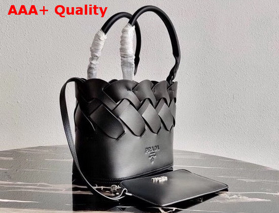 Prada Leather Prada Tress Tote Black Replica