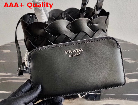 Prada Leather Prada Tress Tote Black Replica