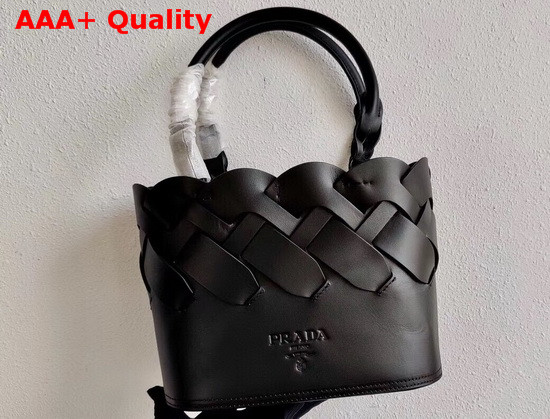 Prada Leather Prada Tress Tote Black Replica