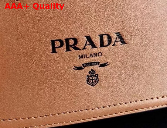 Prada Leather Prada Tress Tote Cognac Black Replica