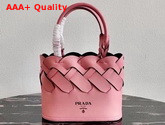 Prada Leather Prada Tress Tote Petal Pink Black Replica