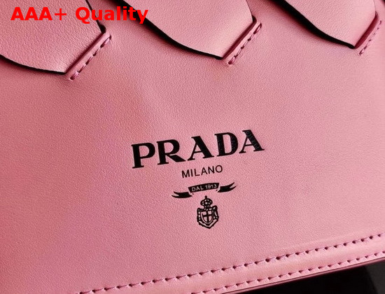 Prada Leather Prada Tress Tote Petal Pink Black Replica