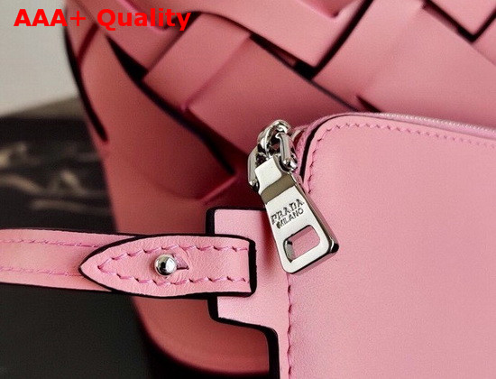 Prada Leather Prada Tress Tote Petal Pink Black Replica