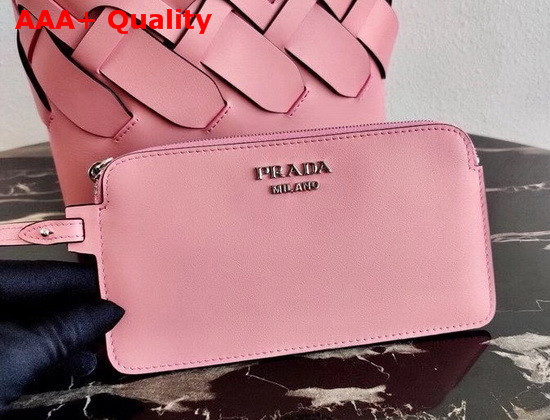 Prada Leather Prada Tress Tote Petal Pink Black Replica