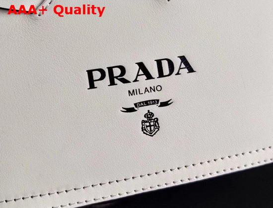 Prada Leather Prada Tress Tote White Black Replica