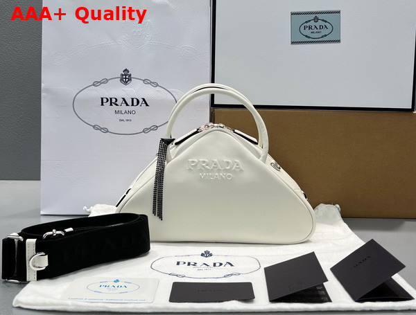 Prada Leather Prada Triangle Bag in White 1BB082 Replica